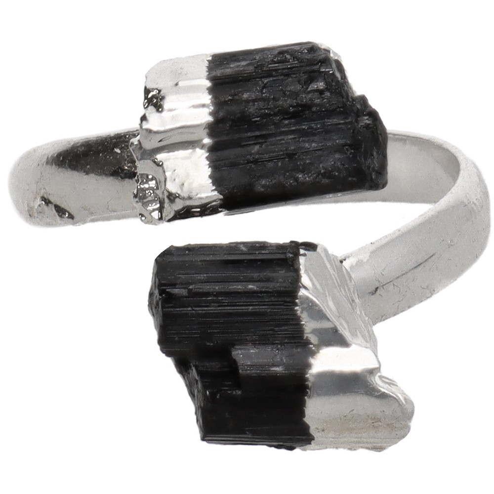 Anillo Turmalina Negra en Baño de Plata A83