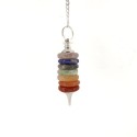 Péndulo metalico con minerales de los chakras