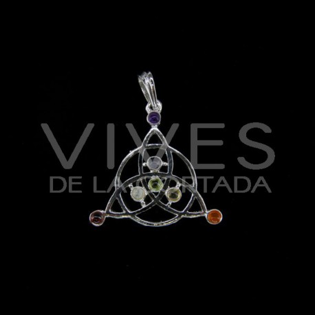 Colgante Trisqueta Celta con Minerales de los Chakras - Baño de Plata
