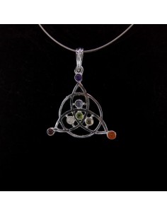 Colgante Trisqueta Celta con Minerales de los Chakras - Baño de Plata