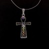 Cruz Egípcia com Chakra Minerals Pendant - Prateado