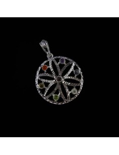 Pingente Flor com Minerais Chakra - Banhado a Prata 2