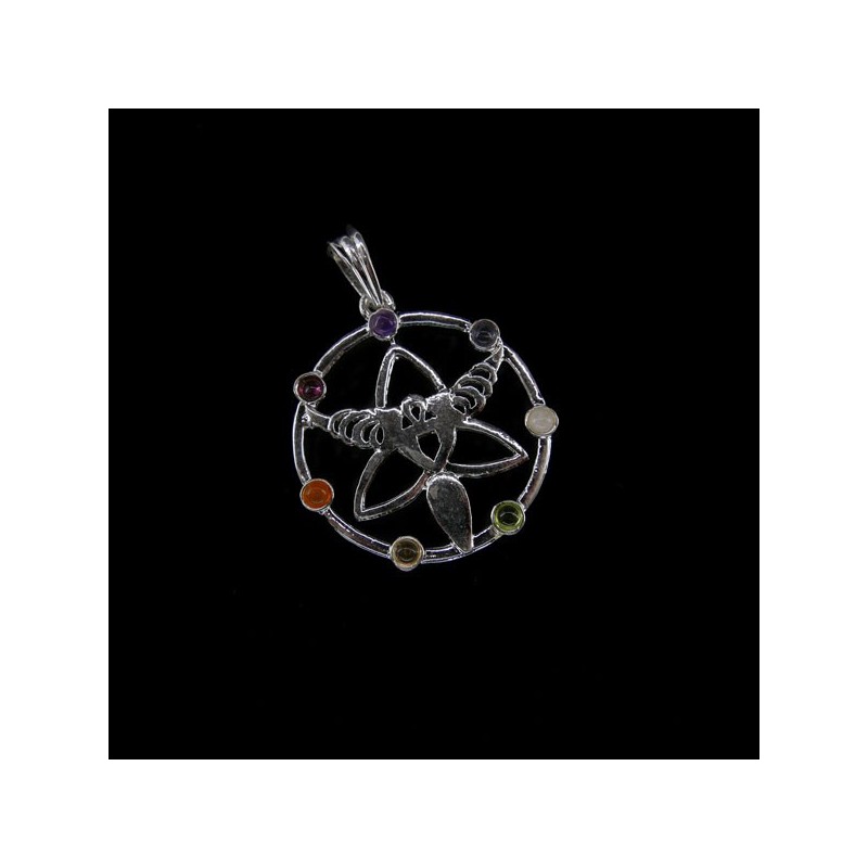 Colgante Ángel con Minerales de los Chakras - Baño de Plata