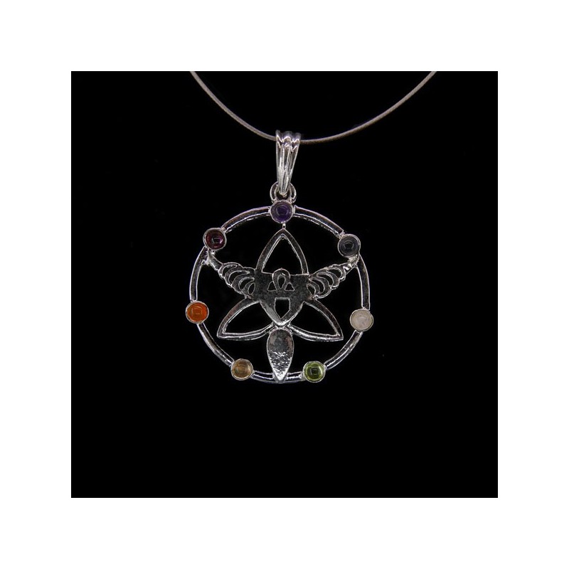 Colgante Ángel con Minerales de los Chakras - Baño de Plata