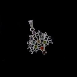 Colgante Filigrana con Minerales de los Chakras - Baño de Plata