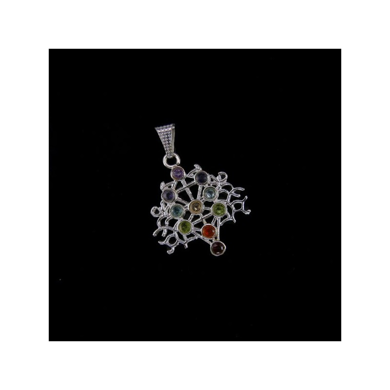 Colgante Filigrana con Minerales de los Chakras - Baño de Plata