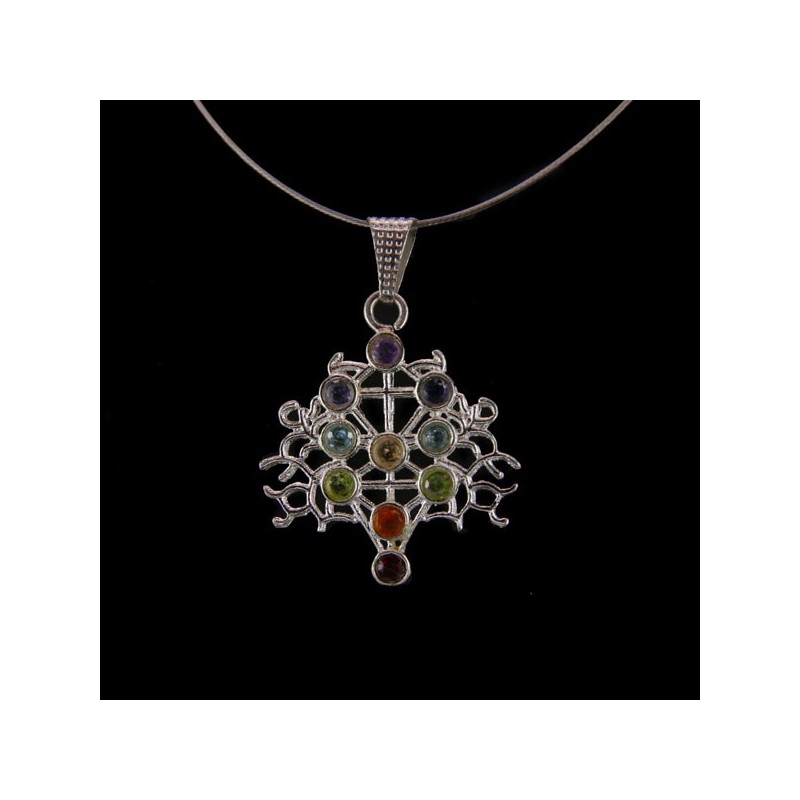 Colgante Filigrana con Minerales de los Chakras - Baño de Plata