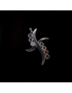 Pendant Cross with Chakra Minerals - Silver Bath 2