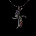 Colgante Cruz con Minerales de los Chakras - Baño de Plata