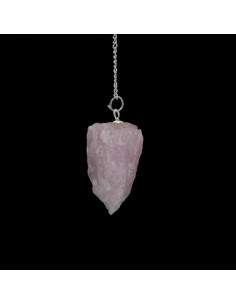 Pêndulo de quartzo rosa em bruto