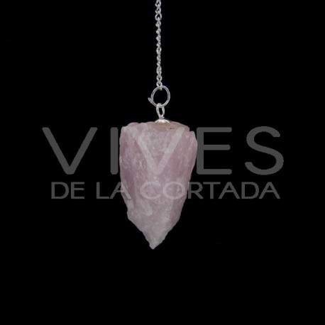 Péndulo en Bruto de Cuarzo Rosa 