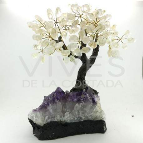 Árbol de Cuarzo Grande con Base de Drusa Amatista