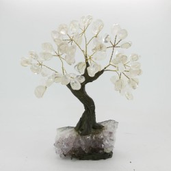 Árbol de Cuarzo Pequeño con Base de Drusa Amatista