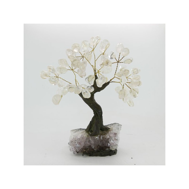 Árbol de Cuarzo Pequeño con Base de Drusa Amatista