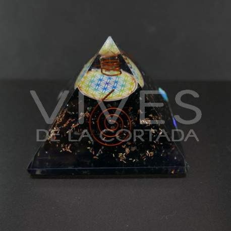 Pirámide de Orgonita Obsidiana 7,5x7,5cm