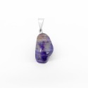Pendentif Agate lilas teintée Plaqué Rhodium