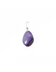 Pendentif Agate lilas teintée Plaqué Rhodium