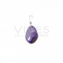 Pendentif Agate lilas teintée Plaqué Rhodium