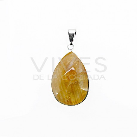 Pendant Heated Citrine Teardrop - Silver Bath