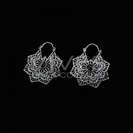 Pendientes Flor Mandala Baño de Plata -P20-