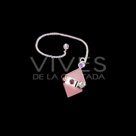 Péndulo Biterminado de Cuarzo Rosa Chakras