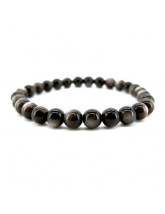 Bracelet obsidienne argentée 6mm