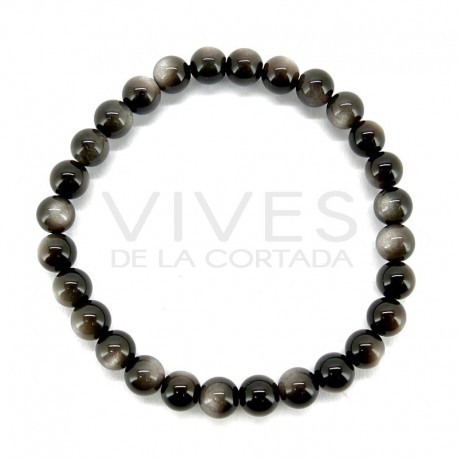 Pulsera de Obsidiana Plateada 6mm