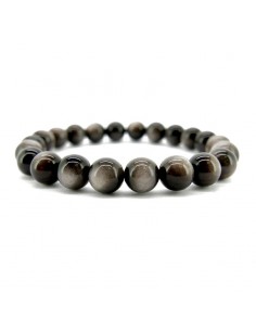 Pulseira de obsidiana com banho de prata 8mm