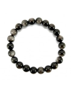 Bracelet obsidienne argentée 8mm 2