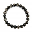 Bracelet obsidienne argentée 8mm