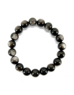 Bracelet silver Obsidian 10mm 2