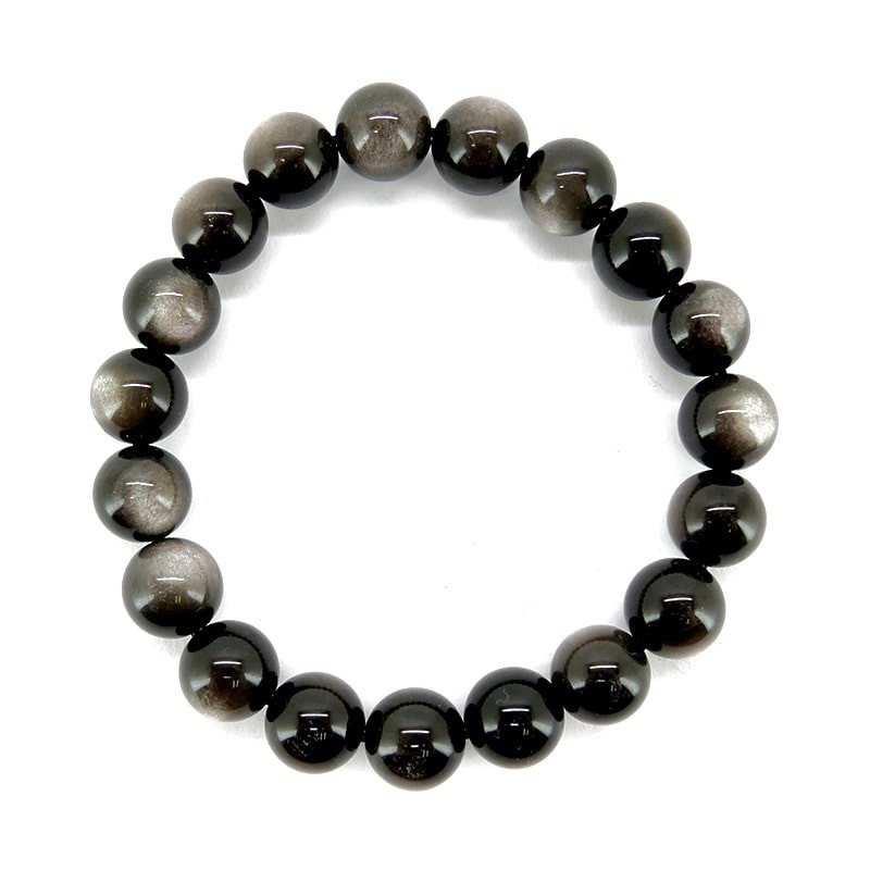 Pulsera de Obsidiana Plateada 10mm