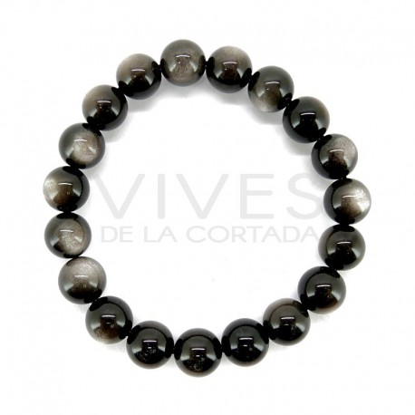Pulsera de Obsidiana Plateada 10mm
