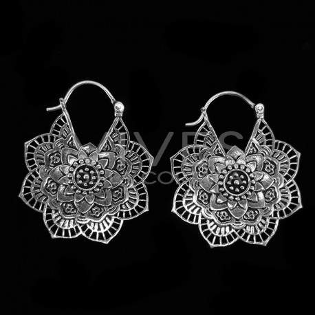 Boucles d'oreilles Mandala avec plaquage argent -P33-