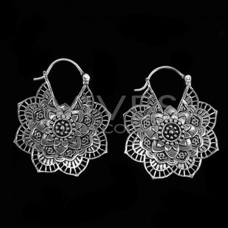 Earrings Mandala with Silver Plating -P33-