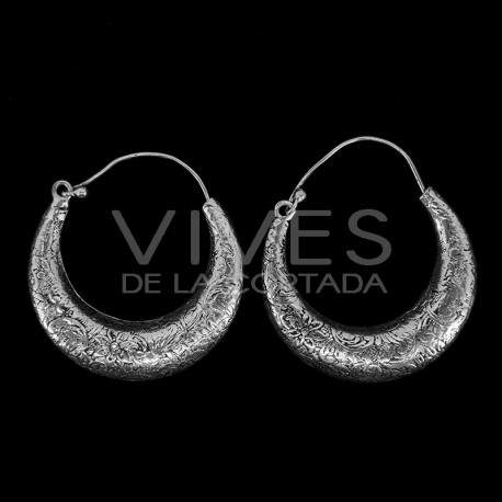 Earrings Silver Plated wide hoop -P37-