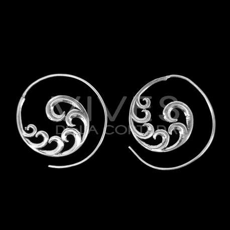 Boucles d'oreilles Spirale argentée -P53-