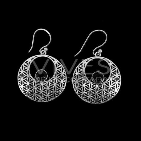 Earrings Pendants with Mineral and Silver Plating -P56-