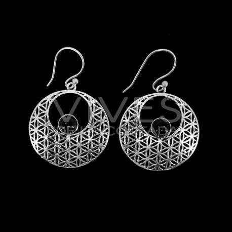 Pendientes Colgantes con Mineral y Baño de Plata -P56-