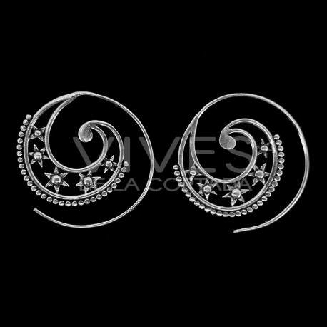 Boucles d'oreilles Spirale argentée -P57-