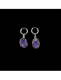 Earrings Amethyst Druse Silver Plated