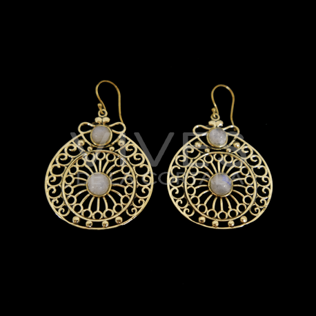 Pendientes de Bronce Filigrana con Mineral -101-