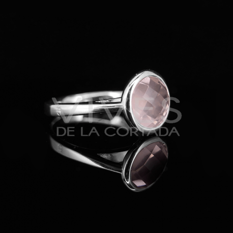 Anillo de Cuarzo Rosa en Plata de Ley 925 - Colección Geo