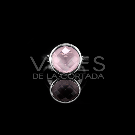 Anillo de Cuarzo Rosa en Plata de Ley 925 - Colección Geo