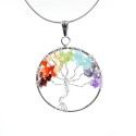 Colgante árbol de la vida chakras bañado de plata