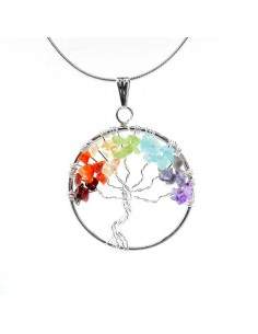 Colgante Árbol de la Vida Chakras - Baño Plata