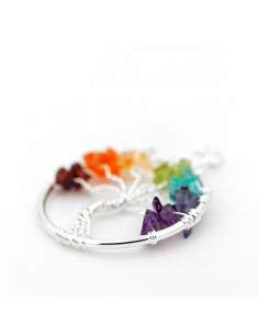 Colgante árbol de la vida chakras bañado de plata 2