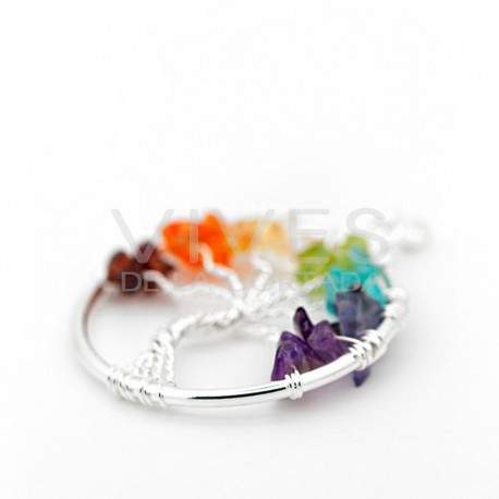 Colgante Árbol de la Vida Chakras - Baño Plata