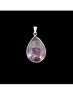 Pendant Drop of Amethyst Chevron - Silver Plated