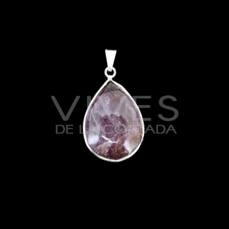 Pendentif Goutte chevron d'améthyste - Plaqué argent